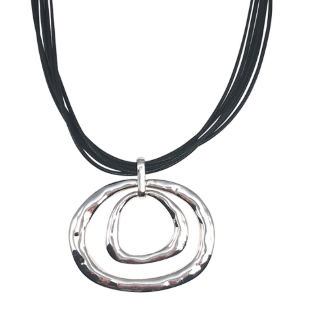 Pendant Necklace Black Cords w/Earrings - Picture 3 of 5